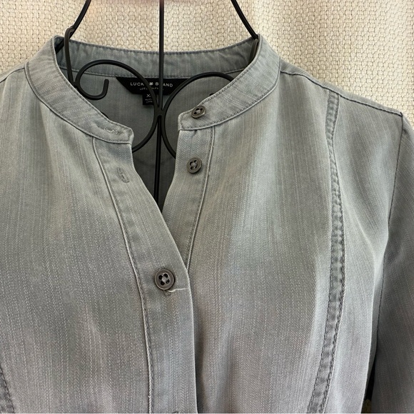 Gray Button-Up Drawstring Dress - Picture 2 of 7